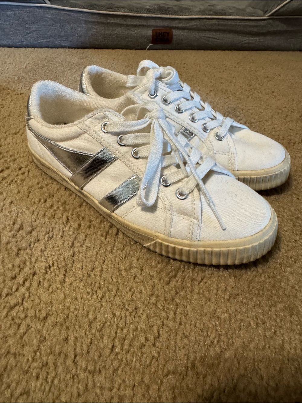 Women’s White Sneakers with Silver Accents
